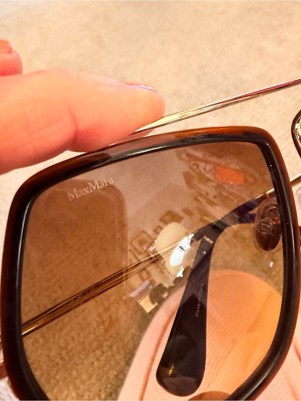 MAX MARA Max Mara 32013 Longarone Sunglasses Brown and Gold NWT - Picture 10 of 11